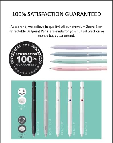 Zebra Blen Retractable Ballpoint Pen, Fine Point 0.5mm, 5 Standard types, Sticky Notes Value Set...