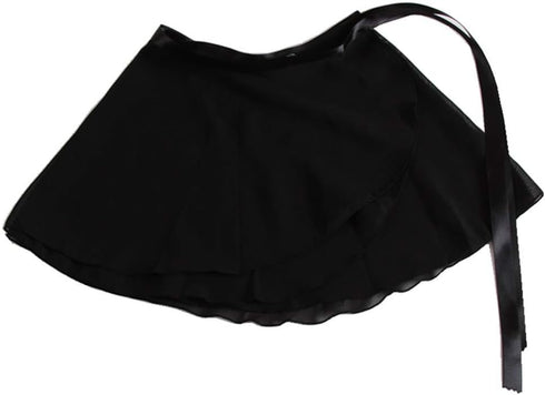 Girls Ballerina Sheer Wrap Ballet Tutu Dress Child Dance Skate Over Scarf Dancewear with Tie Waist Chiffon Dance Skirts, Black, Free Child...