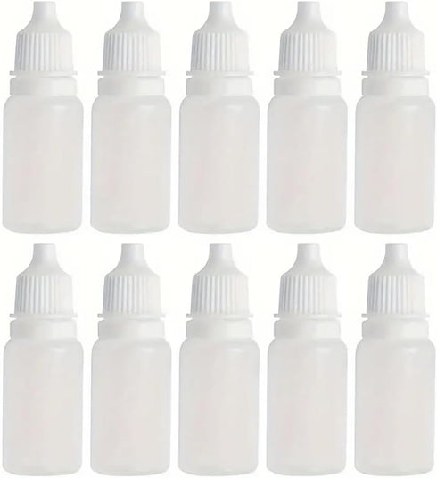 10 pieces 15ml Plastic Dropper Bottle with Childproof Cap, Portable Squeezable Eye dropper Containers Great for Solvents, Light oils, Saline, etc...