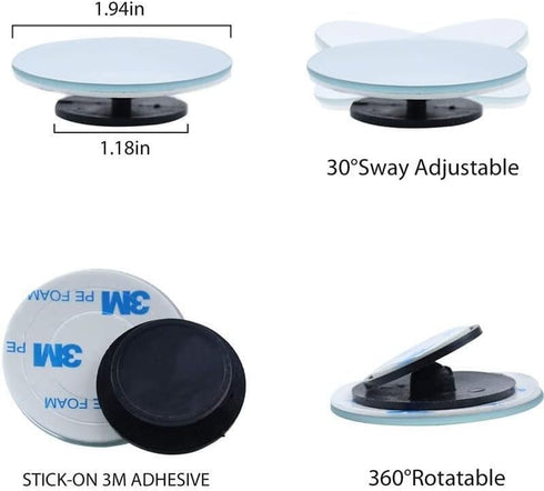 Blind Spot Mirror, 2" Round HD Glass Frameless Convex Rear View Mirrors Exterior Accessories with Wide Angle Adjustable Stick for Car SUV and Truc...
