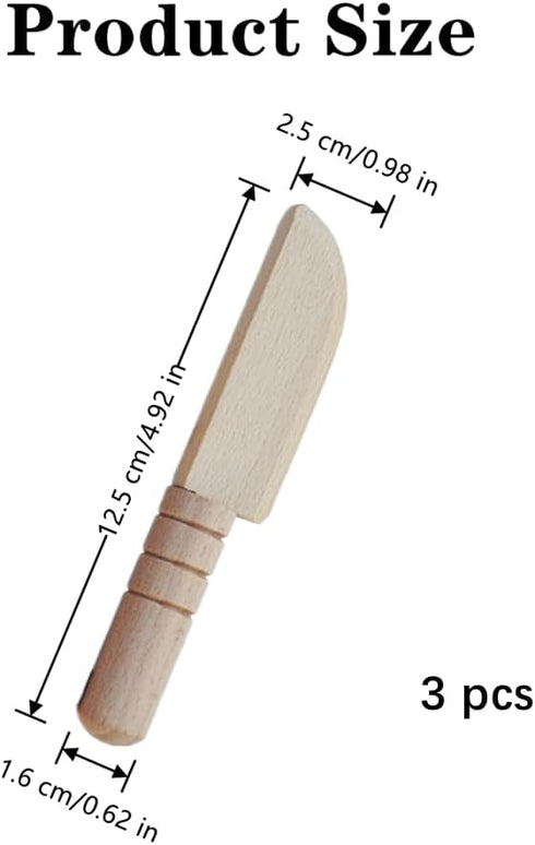 3 PCS Wooden Kids Knife Safe Toddler Knife Kids Cutting Knife Child Knife Kids Kitchen Tools for Cooking,Children's Safe knives,Cutting Veggies Fr...