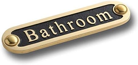 Bathroom Brass Door Sign. Traditional Style Home Décor Wall Plaque Handmade By The Metal Foundry UK....