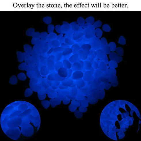 Glow in The Dark Pebbles for Outdoor Decor, Garden Lawn Yard, Aquarium, Walkway, Fish Tank, Pathway, Powered by Light or Solar-Recharge Repeatedly...