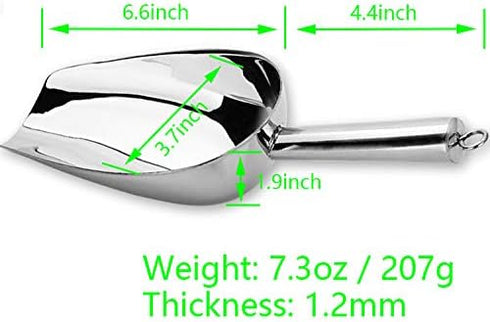 Ice Scoop 12oz, 11 Inch Medium Stainless Steel Metal Food Scoops for Kitchen Party Bar Wedding, Durable & Heavy Duty, Dishwasher Safe....