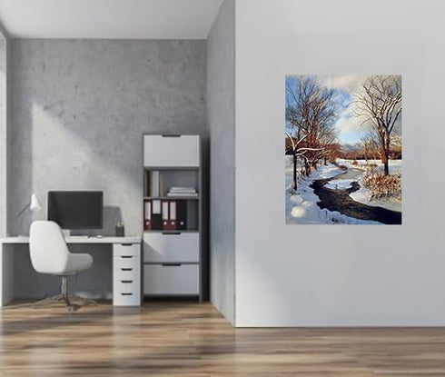 Scenery Winter Stream with Snow Landscape Wall Decor Art Print Poster (16x20)...