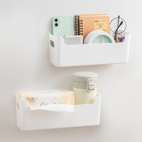 2 Pack Cabinet Organizer Storage, Adhesive Over Cabinet Door Organizer, No Drilling Space Saver Plastic Storage Containers Multi-Use for Kitchen B...