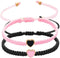 Set of 2 Colorful Heart Beaded Matching Bracelets for Couples and Friendships Pinky Promise Heart Braided Leather Rope Bangle Wrist Adjustable Bra...