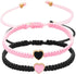 Set of 2 Colorful Heart Beaded Matching Bracelets for Couples and Friendships Pinky Promise Heart Braided Leather Rope Bangle Wrist Adjustable Bra...