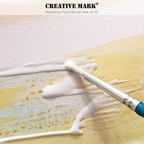 Creative Mark Masking Fluid Paint Brushes (Set of 10) - Watercolor Brushes Contains Synthetic Hair w/Short Wood Handles...