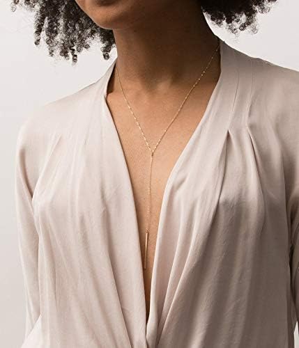 Dcfywl731 Minimal Dainty Gold Plated Dangle Earrings Layered Bar Pendant Neckalce Gold Long Y-Necklace Gold Earrings and Necklaces Set Delicate La...