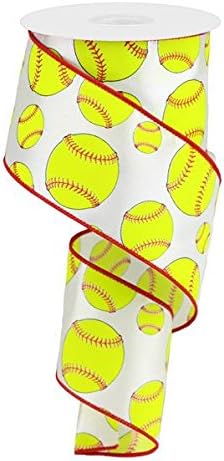 Softball Wired Edge Ribbon - 10 Yards (2.5 Inches)...