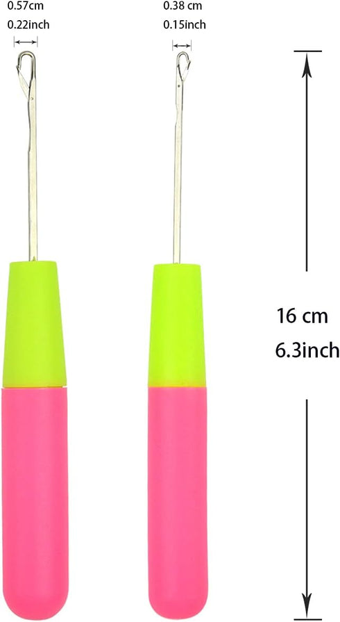 2 Pcs Latch Hook Crochet Needle with 30 Pcs Dreadlocks Silver Gold Metal Decoration Braiding Hair Rings for Crochet Hooks Braids Hair Decoration A...
