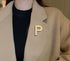 A-Z Letter Brooch Pin Gold Plated Faux Pearl Initial Lapel Pin White Pearl Capital Letter Safty Pin for Women Girls Clothing Bags Accessories...