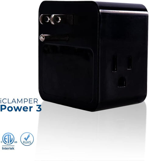 Clamper 3-Outlet Surge Protector 1800 Joules, 1875W, for TV, PC, Xbox, PS5, Refrigerators and Other Appliances (Compact Wall Surge Protector), iCL...