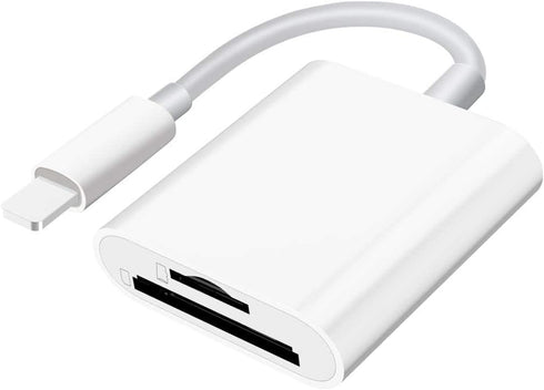 Sd Card Reader for iPhone iPad Camera,Dual Card Slot Memory Card Reader Supports SD and TF Card Trail Camera Viewer Sd Card Adapter Portable Micro...