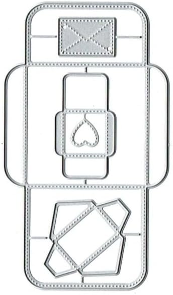 1Pc Silver Simple Heart Box Frame Metal Cutting Dies for Card Making Kit Embossing Paper Die Cuts Sets Scrapbooking Machine Stencils Storage Pocke...
