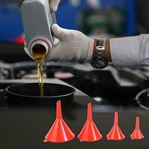 DEDICO Oil Funnels - Plastic Funnel Set for Car, Automotive, Kitchen - Mini, Small, Large Red (8pcs)...