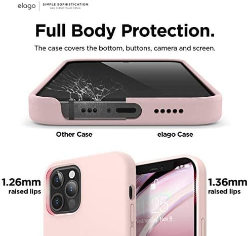 elago Compatible with iPhone 12 Case and Compatible with iPhone 12 Pro Case, Liquid Silicone Case, Full Body Protective Cover, Shockproof, Anti-Sc...