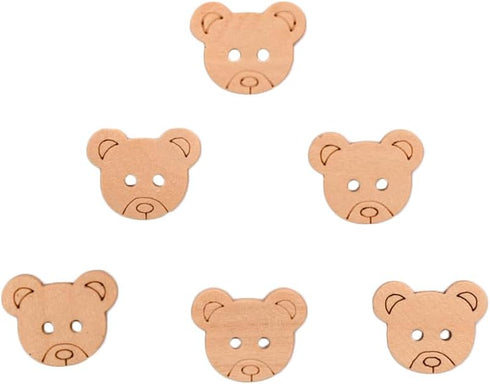 50 Pcs Wooden Bear Buttons with Round 2 Holes DIY Craft Sewing Buttons for Handmade Scrapbooking Art Project Home Ornament...