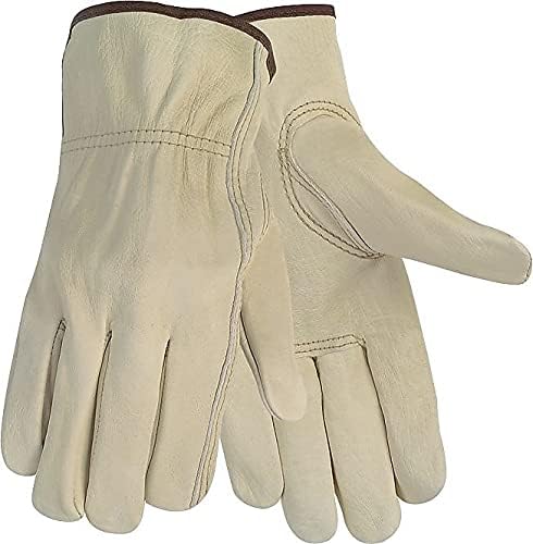 MCR Safety 3215M Economy Grade Unlined Cow Grain Leather Driver Men's Gloves with Keystone Thumb, Cream, Medium, 1-Pair,12...