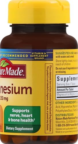 NATURE MADE Magnesium, 250 mg, Tablets, 100 ct...