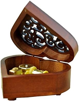 WESTONETEK Heart Shaped Vintage Wood Carved Mechanism Musical Box Wind Up Music Box Gift for Christmas/Birthday/Valentine's Day, Melody You are My...