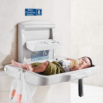 New Baby Changing Station Sign, 8 x 3 in with English and Symbol, Blue for Men, Women, Unisex...