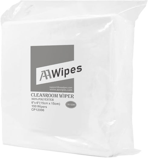 Double Knit 100% Polyester Wipers Light Weight Version (120GSM, 6"X6", 150pcs/bag) Cleanroom Cloth Wipes Laser Sealed Edge, Ultra-Soft (CP12006)...