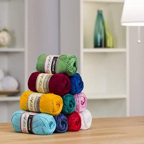 Yarn Art Begonia 100% Mercerized Cotton, Lot of 5 Skein (Pack),Total 8.8 Oz. Each 1.76 Oz (50g) / 185 Yrds (169m), Fine Sport:2 (0077)...