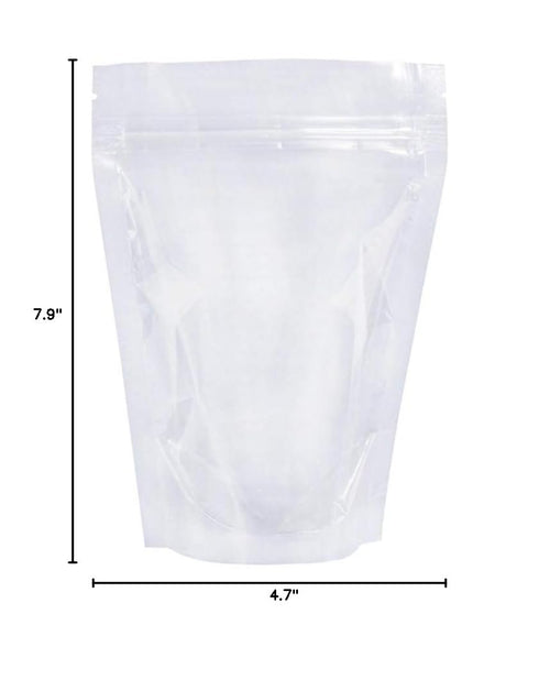 PABCK 100 Pack (Inside Size 4.25x5.24 inch) Clear Resealable Stand Up Bags Heat Seal Zipper Lock Reusable Storage Pouches for Zip Food Storage Loc...