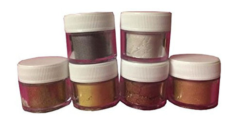 LUSTER DUST SET : (6 COLORS: EGYPTIAN GOLD, LUSTER GOLD, LUSTER PEARL, GOLDEN BRONZE, COPPER, FOSSIL SILVER)) (4 grams each Container) By Oh! Swee...