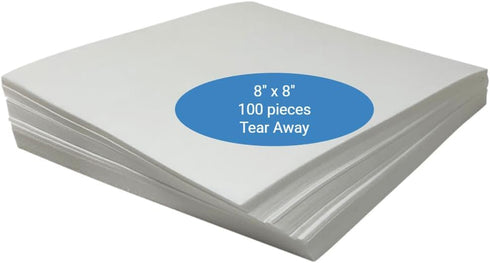 Tear Away Embroidery Stabilizer - 1.8 Ounce Medium Weight 8"x8" Fits 4x4 Hoops 100 Sheets Tearaway by H.B.I. Products...
