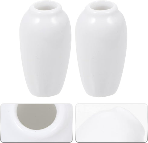 SEWACC 2Pcs Miniature Ceramic Vase Dollhouse Mini Vase Model Furniture DIY Doll House Vase Micro Landscape Fairy Garden Decoration ( White )...
