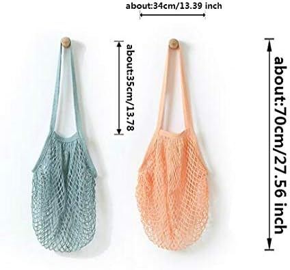 4 Pack Portable Reusable Grocery Bags Fruit and Vegetable Bag Washable Cotton Mesh String Organic Organizer Shopping Handbag Long Handle Net Tote ...