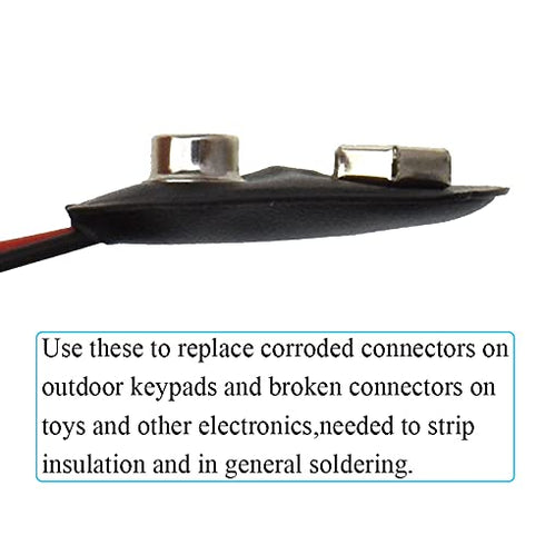 I Type 9V Battery Buckle Snap Connector 15cm Clip Tight Pre Stripped Ends Easy to Solder Access Better Leather Housing 2 Straight Long Cable Wires...