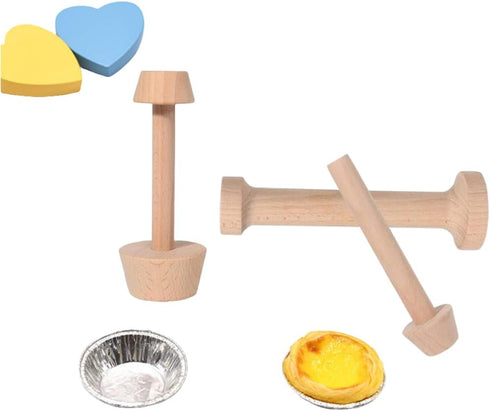 3 Pieces Wooden Tart Tamper Set Double Side Pastry Dough Tamper Egg Tarts Tamper Pastry Tools DIY Cake Pastry Tools for Making Egg Tart, Pasta, Ch...