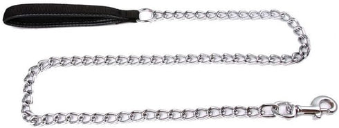 Metal Chain Heavy Duty Dog Leash, Chew Proof Dog Leash with Soft Handle for Large & Medium Size Pets Walking(4 ft. x 3.0 mm Black)...
