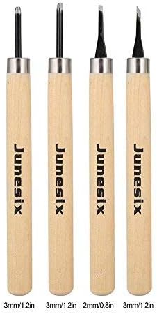 Wood Carving Knife Tool Set, 4pcs Beginners Manual Sharpener Rubber Stamp Knife Carving Tools Set for Chisel DIY Woodworking Carving (#2)...