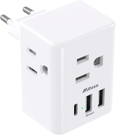European Travel Plug Adapter with USB Charging Ports(1 USB C), International Type C Power Adapter for US to Most of Europe EU Italy France Spain G...