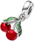 Asymmetrical Cherry Fruit Dangle Charm 925 Sterling Silver Pendant,Girl Jewelry Bead Gift for Women Bracelet&Necklace...