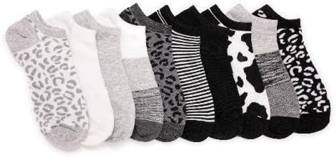 MUK LUKS Women's 10 Pack Low Cut Socks, Black/White, OS...