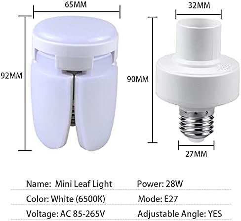E27 LED Bulb Fan Blade Timing Lamp AC85-265V 28W Foldable Led Light Bulb Lampada for Home Ceiling Light with Remote Controller (Only Fan Bulb)...