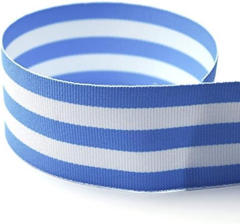 Light Blue & White Taffy Stripe Grosgrain Ribbon - Color: Light Blue & White Striped - Choose Your Length & Width - Made in The United States (Lig...