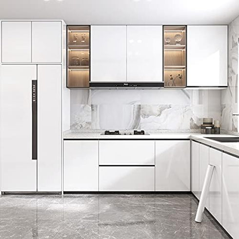 TANONE Glossy White Contact Paper for Countertops, 17.7" X 118" White Peel and Stick Wallpaper for Cabinets, SelfAdhesive Removable Waterproof Vin...