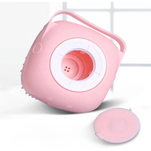 Multi-Functional Pet Bath & Massage Brush: Shampoo Dispenser, Soft Silicone Brush, Rubber Bristle for Dogs and Cats (Pink)...