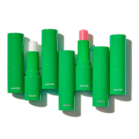 AMUSE Vegan Green Lip balm, AMUSE, Genuine Product, Korean Cosmetic, Skincare, Lip Balm, Vegan (02 ROSE)...