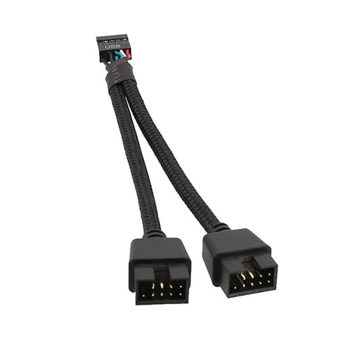 Motherboard 9pin USB2.0 to Dual 9pin Extension Cable, 9pin to 2 * 9pin Splitter Cable Cord, Motherboard USB 9Pin Header Cable, Black......
