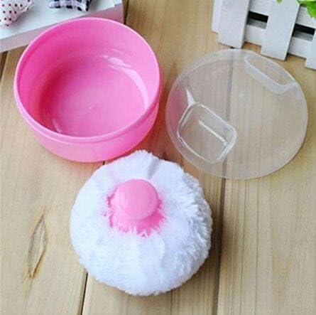 2 Pcs Baby After-Bath Powder Puff Sponge Box Kit Dispensor DIY Make up Cosmetic Loose Powder Jar Container Case (Pink)...