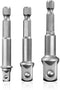 BOEN Impact Grade Socket Adapter Set, 3-PCS Drill Bit Adapter with Bit Holder, Sizes 1/4", 3/8", 1/2", 1/4-Inch SAE Hex Shank, Cr-V, for Cordless ...