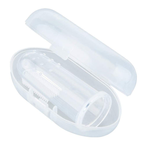 AKOAK 1 Pack Useful Baby Finger Toothbrush Soft Silicone Baby Training Toothbrush with Storage Box, Baby Teeth Cleaning Massage Oral Care (White)...